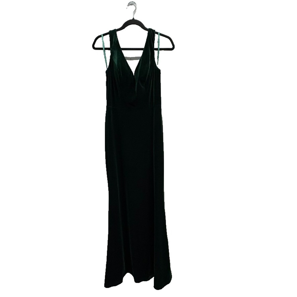 Revelry Dakota Velvet Maxi Dress Emerald Green Bridesmaid Formal Gown Sz 6